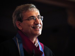 Orhan Pamuk, Turkish novelist and a Nobel Laureate,  speaks after he is awarded Doctor Honoris Causa title by Sofia University, Sofia, Thursday, May 19, 2011.  Turkish novelist Orhan Pamuk arrived on a two days visit in Sofia at the invitation of the Elizabeth Kostova Foundation.  (AP Photo/Valentina Petrova)