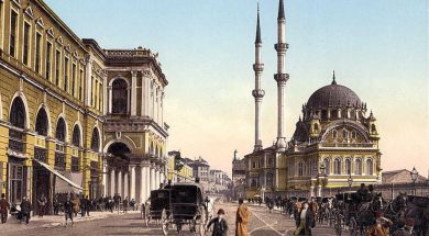 osmanli-eski-fotograf-faytonlar-cadde-cami