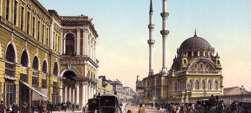 osmanli-eski-fotograf-faytonlar-cadde-cami